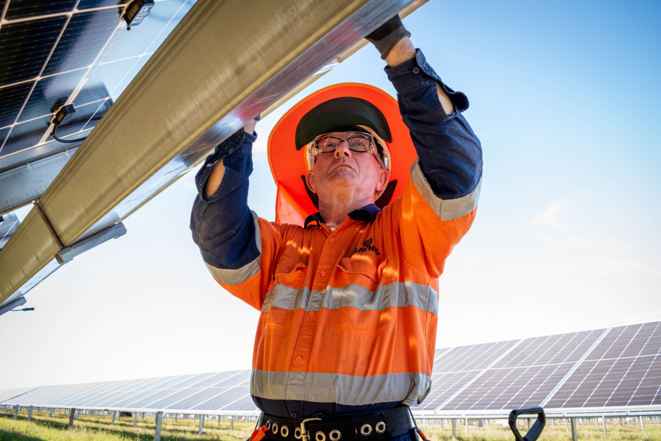 Haynes Electrician wiring solar panels.